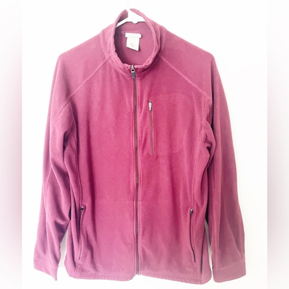 LL Bean Maroon Full Zip Long Sleeve Sweater w/ Pockets